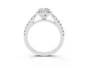 Cushion Cut Halo Pavé Engagement Ring Setting | Single Row Shoulders | White Gold