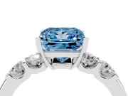 Fancy Blue Princess Cut Diamond Five-Stone Prong Set Engagement Ring Set in Silver with Channel Band