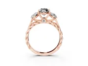 Marquise Three Stone Engagement Ring Setting for a Black Center | Braided Band | Rose Gold