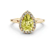 Pear-Shaped Halo Engagement Ring Setting for a Fancy Yellow Lab-Grown Diamond | Plain Polished Band | Yellow Gold