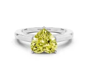 Heart-Shaped Solitaire Engagement Ring Setting for a Fancy Yellow Lab-Grown Diamond | Stepped Flat Band | Platinum