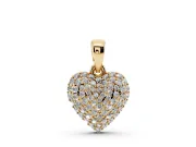 Round Lab-Grown Diamond Pavé Heart Pendant Necklace | Fully Set Face | Yellow Gold