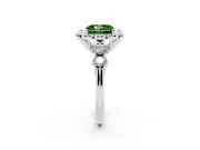 Fancy Green Radiant Cut Diamond Floral Halo Ring Set in White gold with Shared Prong Band