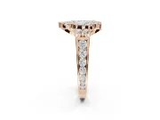 Pear-Shaped Halo Side Cluster Engagement Ring Setting | Graduated Channel Band | Rose Gold