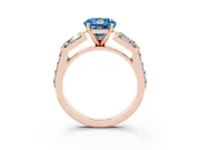 Round Channel Set Baguette Engagement Ring Setting for a Fancy Blue Lab-Grown Diamond | Rose Gold