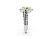 Fancy Yellow Pear Cut Diamond Halo Engagement Ring Set in Silver with Split Shank and Prong Setting