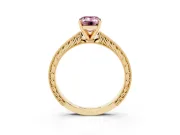 Emerald Cut Engraved Engagement Ring Setting for a Fancy Pink Lab-Grown Diamond | Yellow Gold
