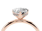 Heart-Shaped Micro-Prong Hidden Halo Engagement Ring Setting | Plain Band | Rose Gold