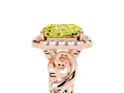 Radiant Cut Filigree Halo Engagement Ring Setting for a Fancy Yellow Lab-Grown Diamond | Rose Gold