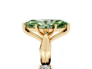 Marquise Floral Solitaire Engagement Ring Setting for a Fancy Green Lab-Grown Diamond | Yellow Gold