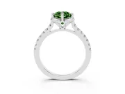 Cushion Cut Floral Petal Engagement Ring Setting for a Fancy Green Lab-Grown Diamond | Petal Accents | Sterling Silver