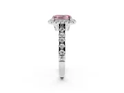Emerald Cut Halo Engagement Ring Setting for a Fancy Pink Lab-Grown Diamond | Shared Prong Shoulders | Sterling Silver