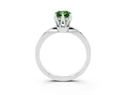 Fancy Green Radiant Cut Diamond Solitaire Engagement Ring Set in Silver with Slim Tapered Solitaire Band