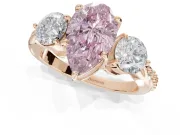 Pear-Shaped Three Stone Engagement Ring Setting for a Fancy Pink Lab-Grown Diamond | Tapered Pave Band | Rose Gold