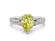 Pear-Shaped Three Row Pave Engagement Ring Setting for a Fancy Yellow Lab-Grown Diamond | White Gold
