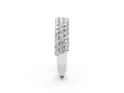 Round Lab-Grown Diamond Three Row Pave Promise Ring | Shared Prongs | White Gold