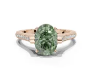 Oval Vintage Cathedral Engagement Ring Setting for a Fancy Green Lab-Grown Diamond | Carved Band | Rose Gold