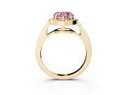 Fancy Pink Heart Cut Diamond Halo Pavé Engagement Ring Set in Yellow gold with Bezel Setting