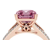 Asscher Cut Pave Split Shank Engagement Ring Setting for a Fancy Pink Lab-Grown Diamond | Double Claw Prongs | Rose Gold