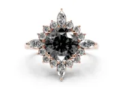 Round Cluster Halo Engagement Ring Setting for a Black Center | Rose Gold