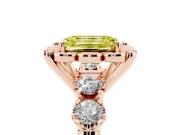 Emerald Cut Floral Engagement Ring Setting for a Fancy Yellow Lab-Grown Diamond | Petal Frame | Rose Gold