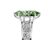 Marquise Graduated Side Stone Engagement Ring Setting for a Fancy Green Lab-Grown Diamond | Flat Top Band | Platinum