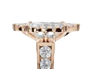 Marquise Halo Side Cluster Engagement Ring Setting | Graduated Channel Band | Rose Gold