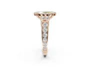 Oval Halo Engagement Ring Setting for a Fancy Yellow Lab-Grown Diamond | Side Clusters | Rose Gold