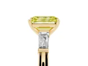 Emerald Cut Three Stone Engagement Ring Setting for a Fancy Yellow Lab-Grown Diamond | Tapered Baguettes | Yellow Gold