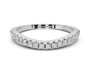 Round Lab-Grown Diamond Pavé Curved Half Eternity Wedding Band | Rounded Edges | White Gold
