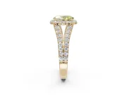 Oval Halo Pavé Engagement Ring Setting for a Fancy Yellow Lab-Grown Diamond | Narrow Split Shank | Yellow Gold