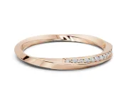 Round Lab-Grown Diamond Pavé Ribbon Twist Wedding Band | Polished Turn | Rose Gold