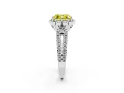 Asscher Cut Floral Halo Engagement Ring Setting for a Fancy Yellow Lab-Grown Diamond | Pavé Split Shank | Platinum