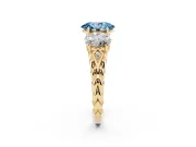 Oval Three Stone Engagement Ring Setting for a Fancy Blue Lab-Grown Diamond | Braided Band | Yellow Gold