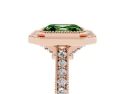 Asscher Cut Vintage Milgrain Halo Engagement Ring Setting for a Fancy Green Lab-Grown Diamond | Bezel Head | Rose Gold