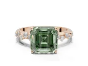 Asscher Cut Graduated Solitaire Engagement Ring Setting for a Fancy Green Lab-Grown Diamond | Rose Gold
