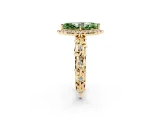 Marquise Leaf Halo Engagement Ring Setting for a Fancy Green Lab-Grown Diamond | Yellow Gold