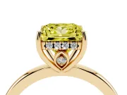 Princess Cut Hidden Halo Engagement Ring Setting for a Fancy Yellow Lab-Grown Diamond | Thin Band | Yellow Gold