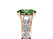 Oval Graduated Side Stone Engagement Ring Setting for a Fancy Green Lab-Grown Diamond | Flat Top Band | Rose Gold