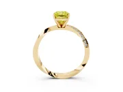 Fancy Yellow Radiant Cut Diamond Engagement Ring Set in Yellow gold with Side Stone Accents and Prong Setting