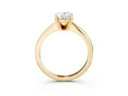 Oval Cut Diamond Solitaire Ring Set in Yellow gold with Prong Setting on a Plain Round Band