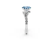 Fancy Blue Oval Cut Diamond Solitaire Ring Set in Silver with Marquise Twist Band and Prong Setting