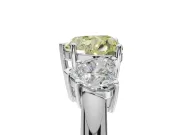 Heart-Shaped Three Stone Engagement Ring Setting for a Fancy Yellow Lab-Grown Diamond | Plain Band | Platinum