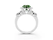 Round Floral Engagement Ring Setting for a Fancy Green Lab-Grown Diamond | Petal Frame | White Gold
