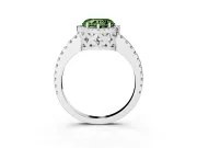 Heart-Shaped Pave Halo Engagement Ring Setting for a Fancy Green Lab-Grown Diamond | Platinum