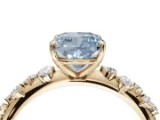 Cushion Cut Graduated Solitaire Engagement Ring Setting for a Fancy Blue Lab-Grown Diamond | Yellow Gold