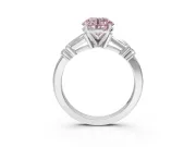 Round Tapered Baguette Engagement Ring Setting for a Fancy Pink Lab-Grown Diamond | Platinum
