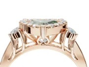 Heart-Shaped Halo Engagement Ring Setting for a Fancy Green Lab-Grown Diamond | Graduated Channel Band | Rose Gold