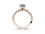 Radiant Cut Pavé Solitaire Engagement Ring Setting for a Fancy Blue Lab-Grown Diamond | Alternating Accents | Rose Gold