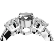 Fancy Black Marquise Lab-Grown Diamond Three-Stone Ring Set in Sterling Silver with Channel-Set Band and Prong Setting